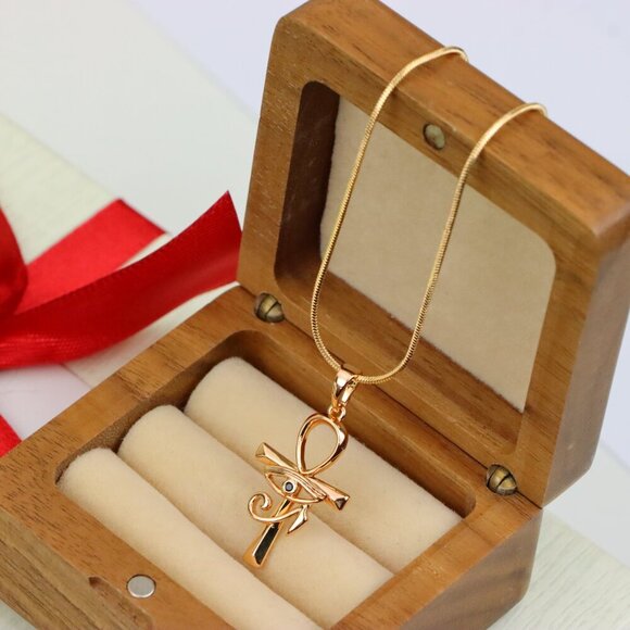 "Rose Gold Ankh Cross Pendant with Eye of Horus Design, XPPT1226 - Picture 12 of 13